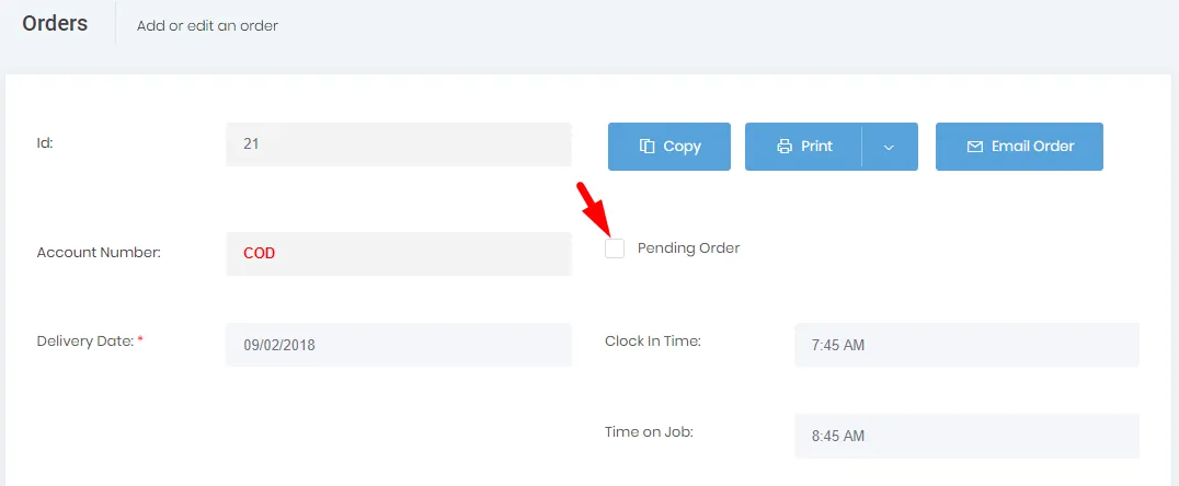 Pending Orders
