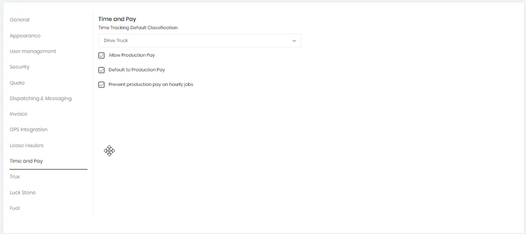 Time and pay settings form