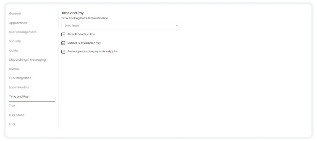 Time and pay settings