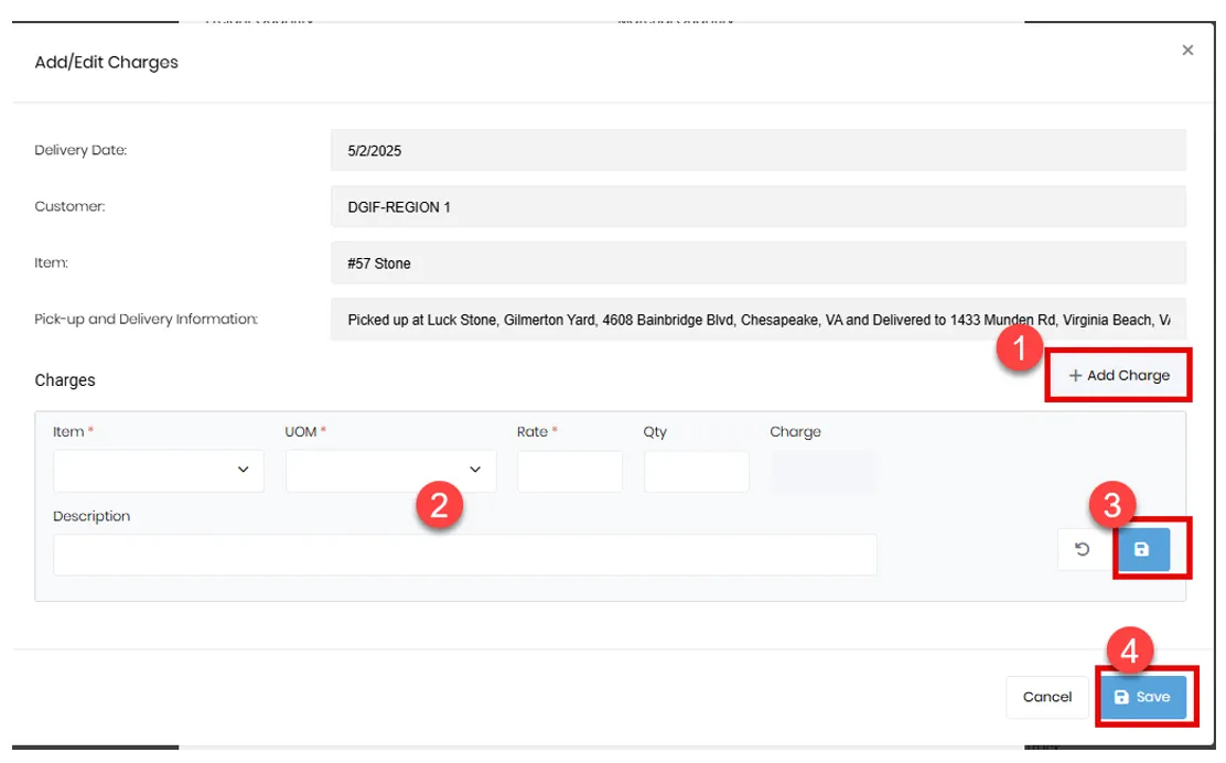 Option 1.1 of adding tolls or other charges