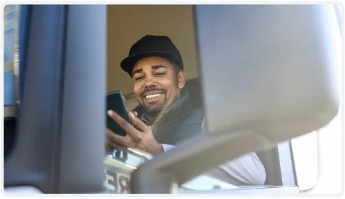 Happy driver in truck