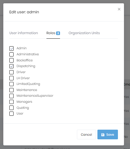 Enter Users - Dump Truck Dispatcher