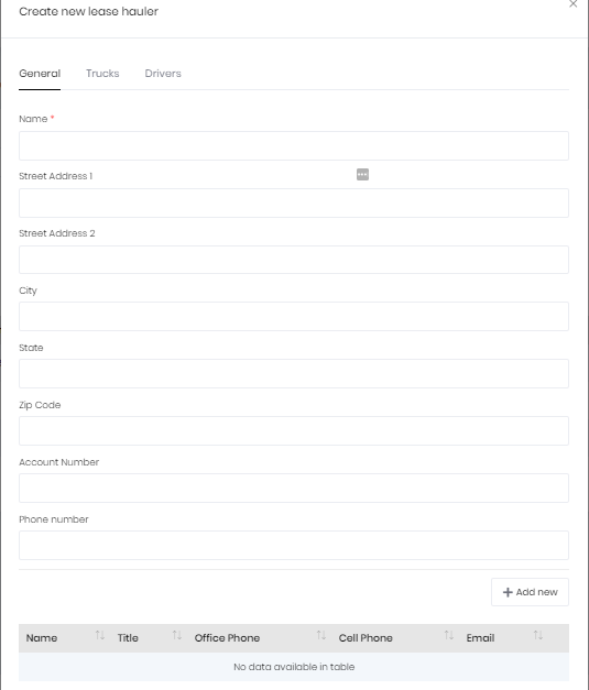 Add New Lease Hauler
