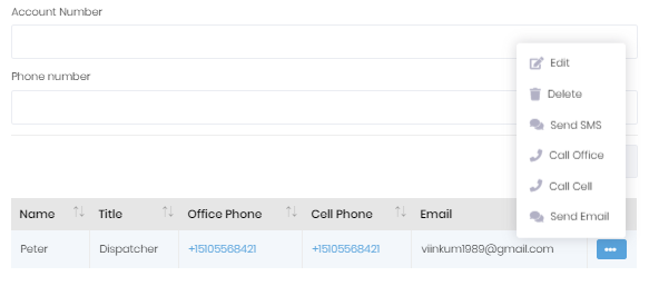 Lease Hauler Contact Menu