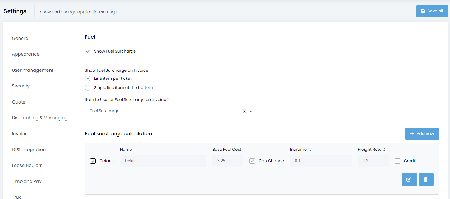 Automated Fuel Surcharge Dump Truck Dispatcher