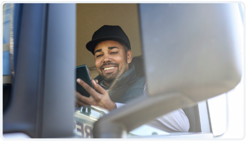 Happy driver in truck