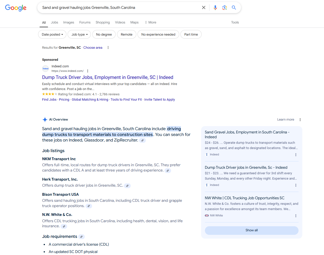 how to find new bulk hauling jobs using search engine