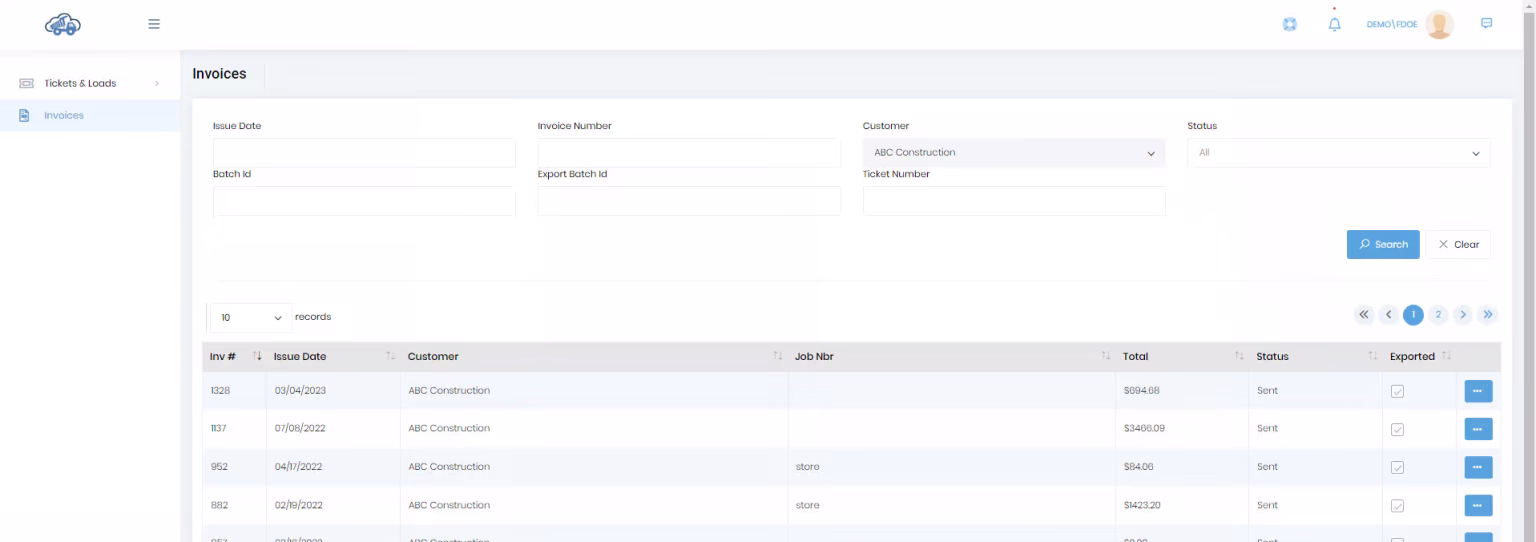 Customer-portal-invoice