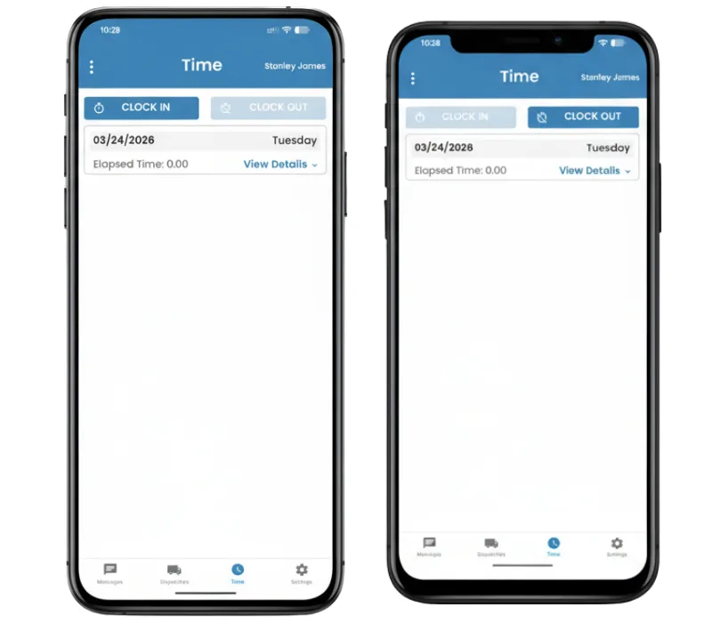 Driver App Clock-In and Clock-Out